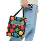 All-Over Apple Print Personalized Tote Bag — Durable Everyday Carry (3 Sizes, 5 Handle Colors)