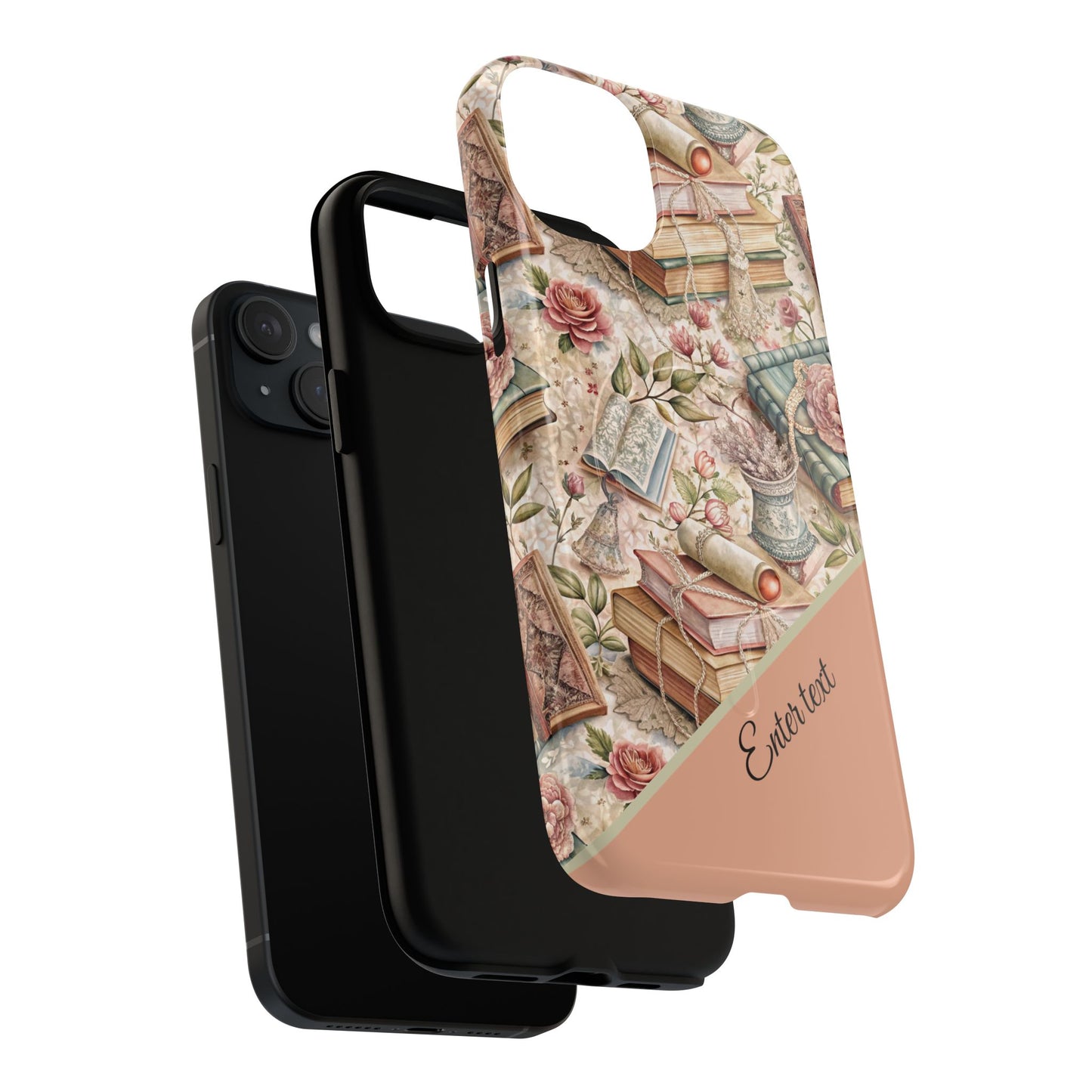 Persoonalized Vintage Book Lover's Tough Magnetic iPhone Case, Literary Gifts, Floral Design, Bookish Aesthetic, Unique Gift for Readers, Protective Case