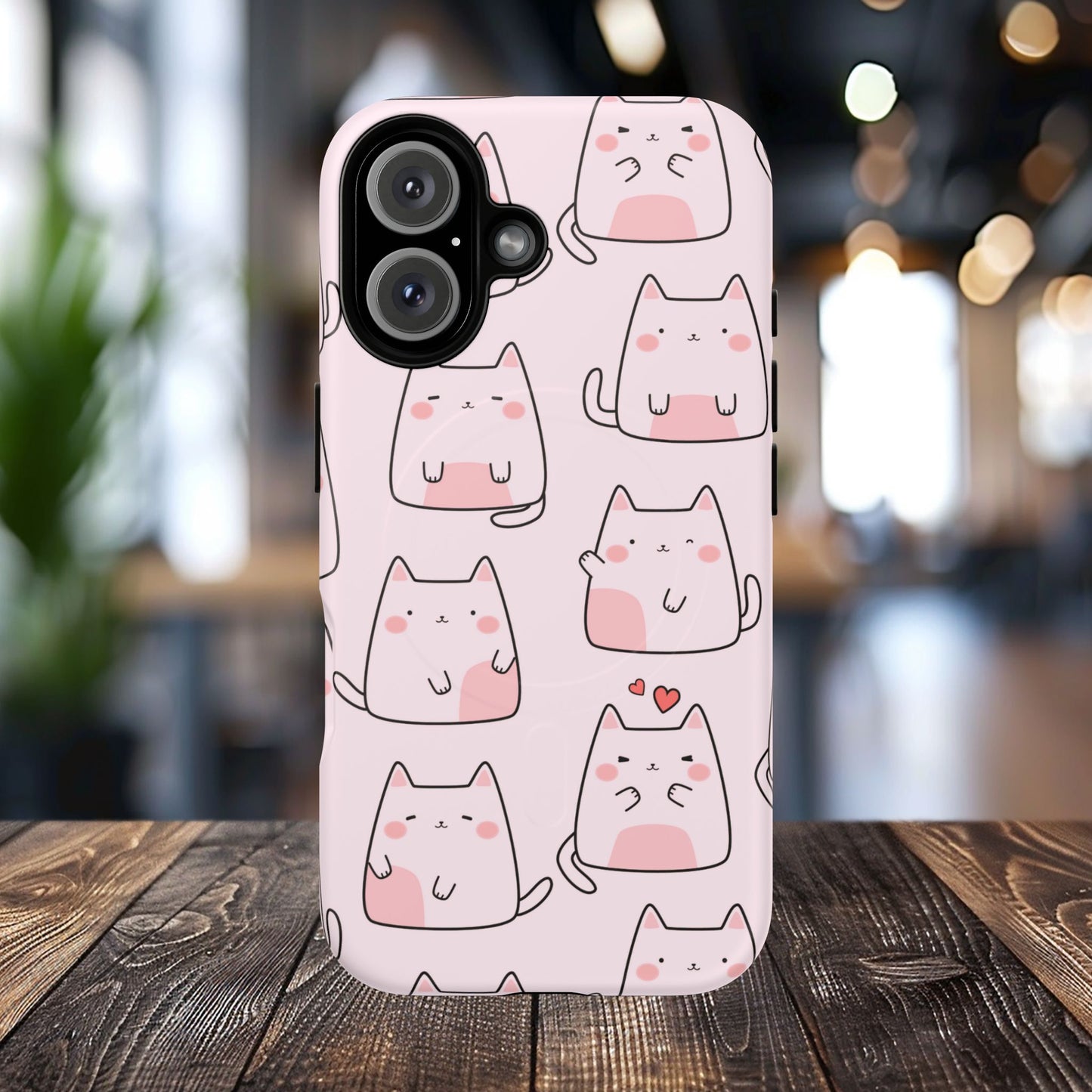 Cute Cat Magnetic iPhone Case, Tough iPhone Cover, Cat Lover Gift, Kawaii Style Case, Pet-Themed Gift