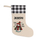 Personalized Christmas Stocking - Plaid Cuff Snowman "Baby It's Cold Outside"
