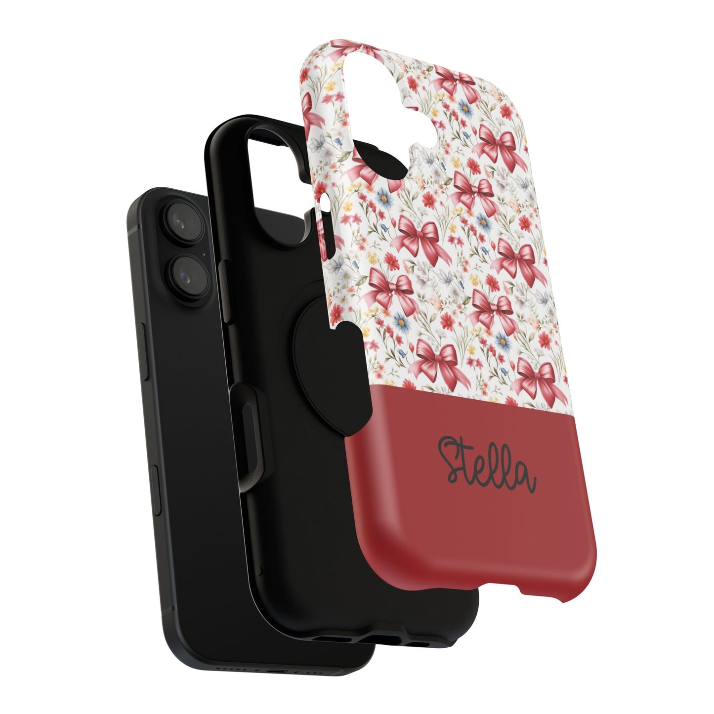 Personalized Rosette Coquette Floral Bow iPhone and Samsung Impact-Resistant Case — Custom Name Case