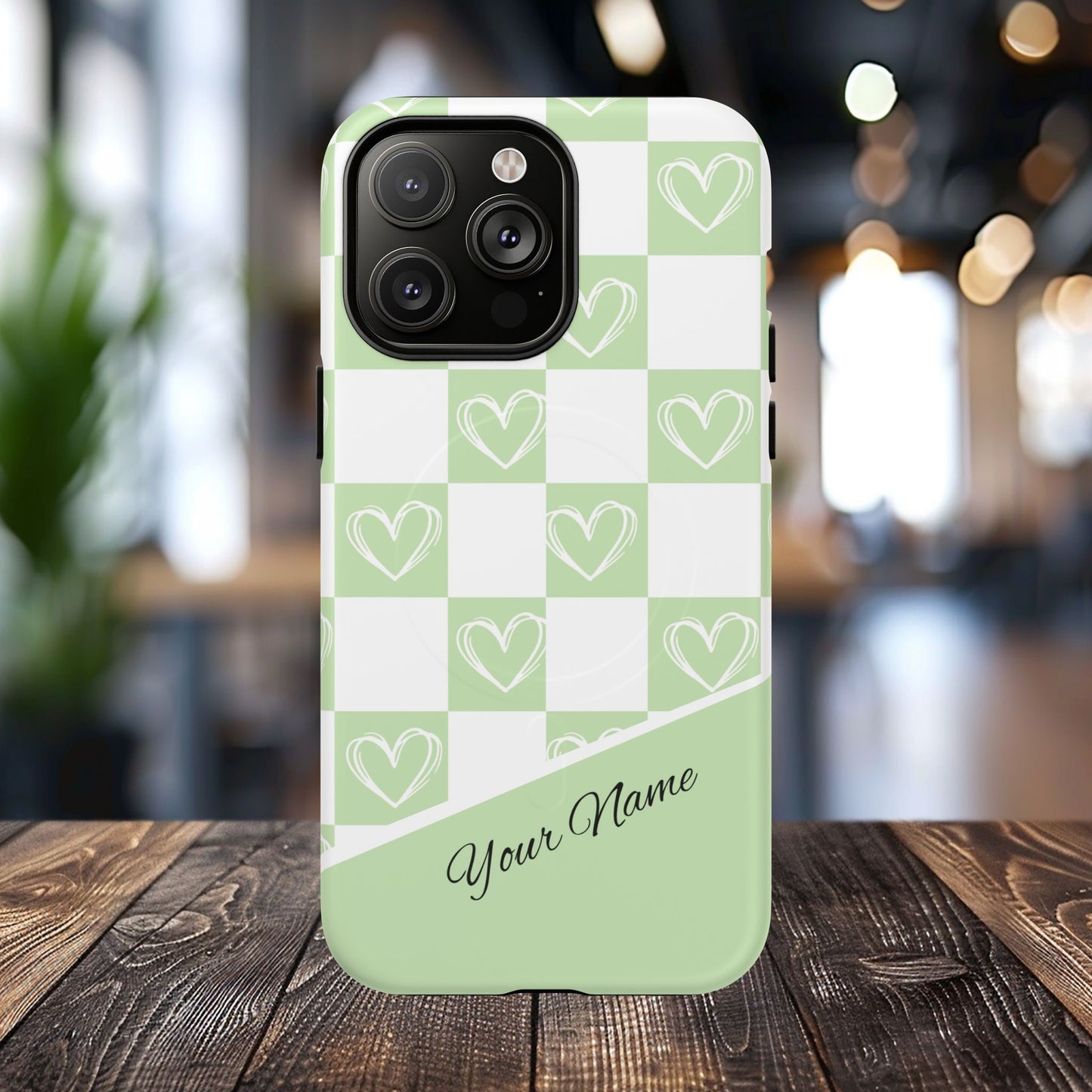 Personalized Chic Heart Pattern iPhone Case | Tough Magnetic Cases, Stylish iPhone Protection, Gift for Her, Trendy Accessories, Everyday Use