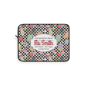 Personalized Black Doodle Daydream Composition Book Inspired Laptop Sleeve, Educational Gift for Teachers, Classroom Organization, Back to School, Unique Teacher Accessory