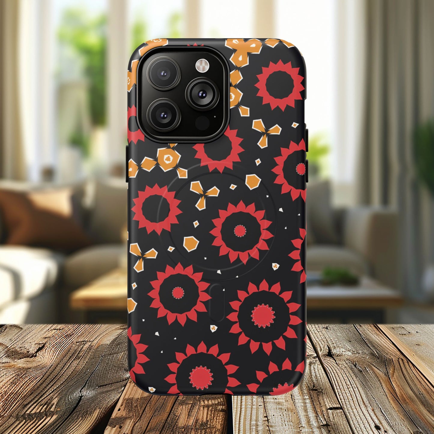 Midnight Ember Bloom Tough Magnetic iPhone Case, Bohemian Floral Design, Stylish iPhone Protection, Gift for Her, Trendy iPhone Accessories