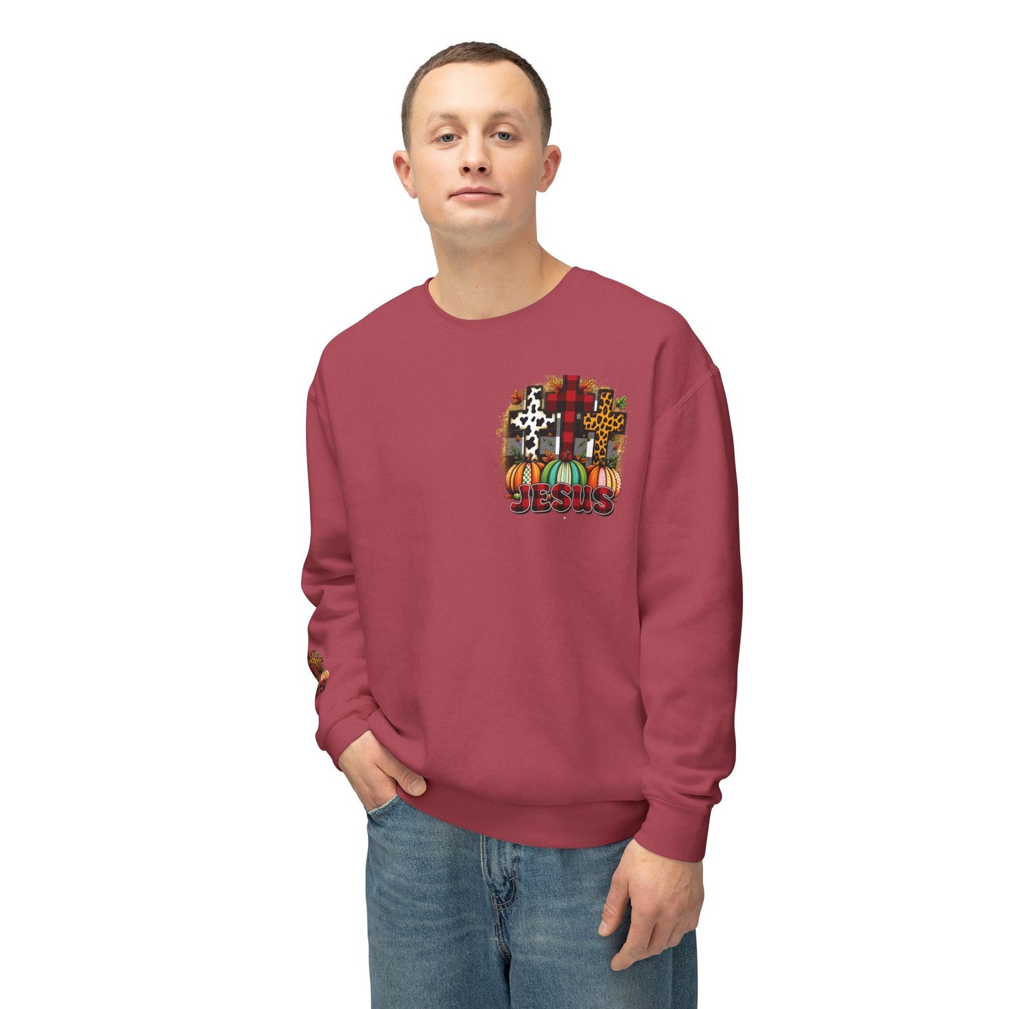 Faithful Harvest Cross Unisex Lightweight Crewneck Sweatshirt