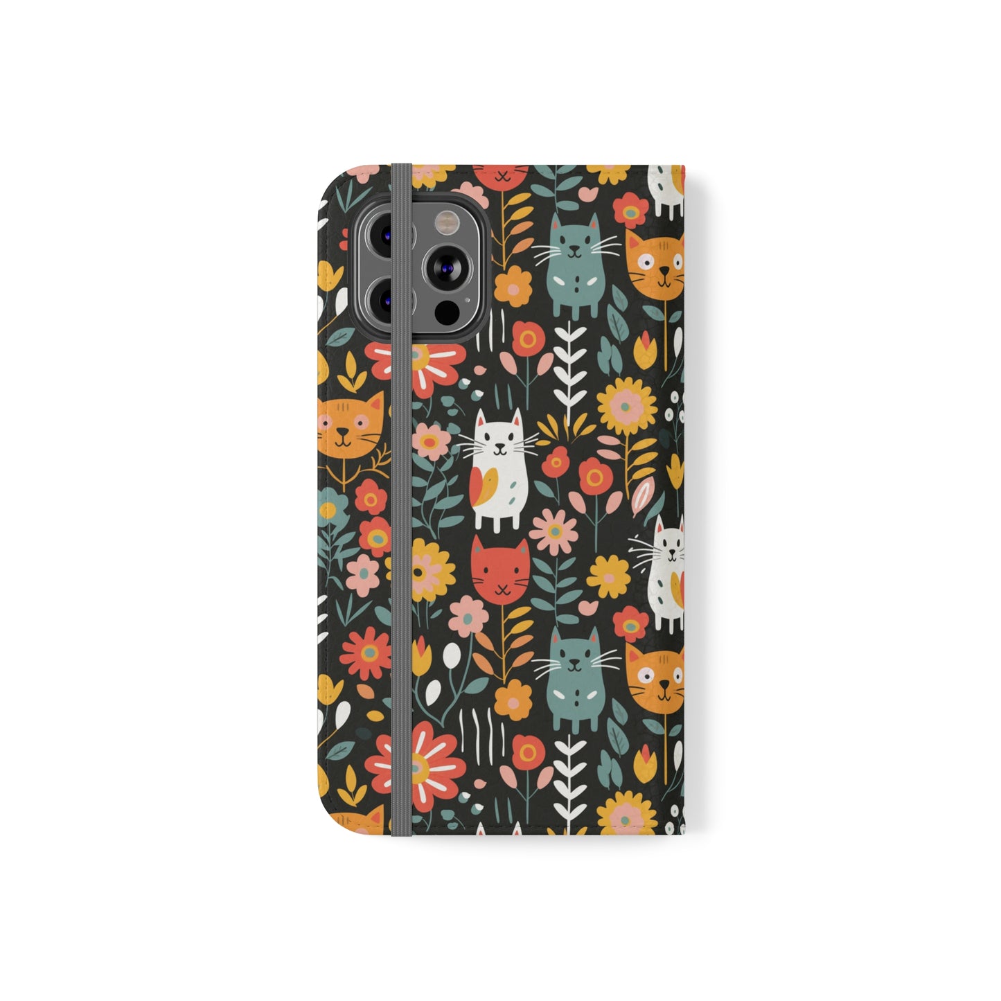 Whimsical Feline Garden iPhone and Samsung Flip Cases