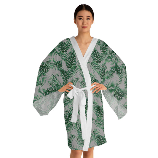 Grey Tropical Bliss Serenity Kimono Robe (AOP)