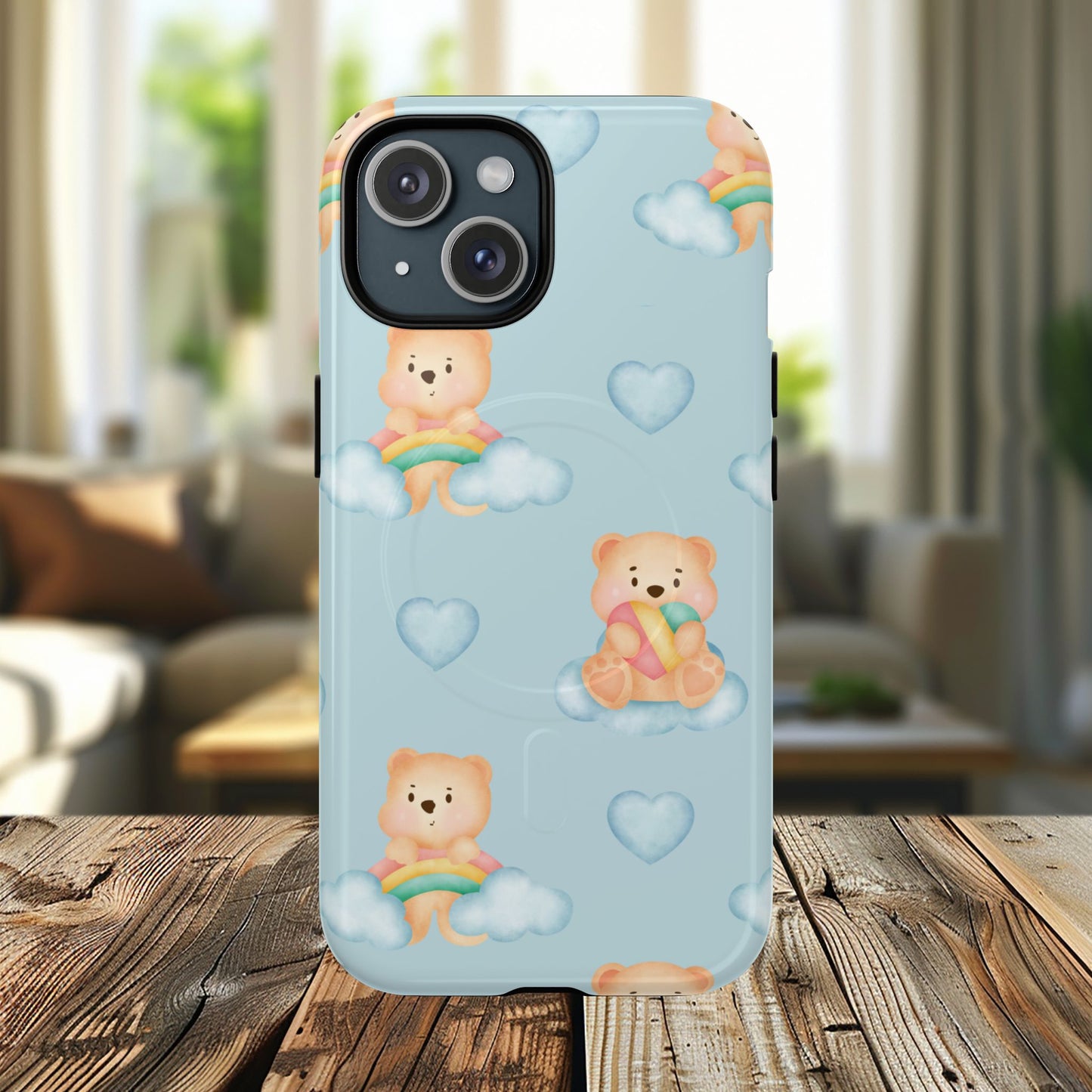 Cute Bear Magnetic iPhone Case, Kid-Friendly iPhone Cover, Stylish Cell Accessory, Gift for Kids, Durable Design for Any Occasion