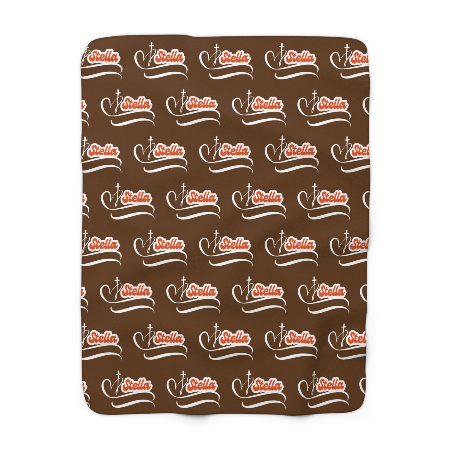 Personalized Name Sherpa Blanket — Cozy Brown Fleece Throw with Script Logo, Christmas Gifts, Gifts for Her/Him.