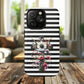Faith in Bloom Tough iPhone Magnetic Case, iPhone Accessories, Floral iPhone Cover, Durable Cases for Gifts, Black and White Stripes