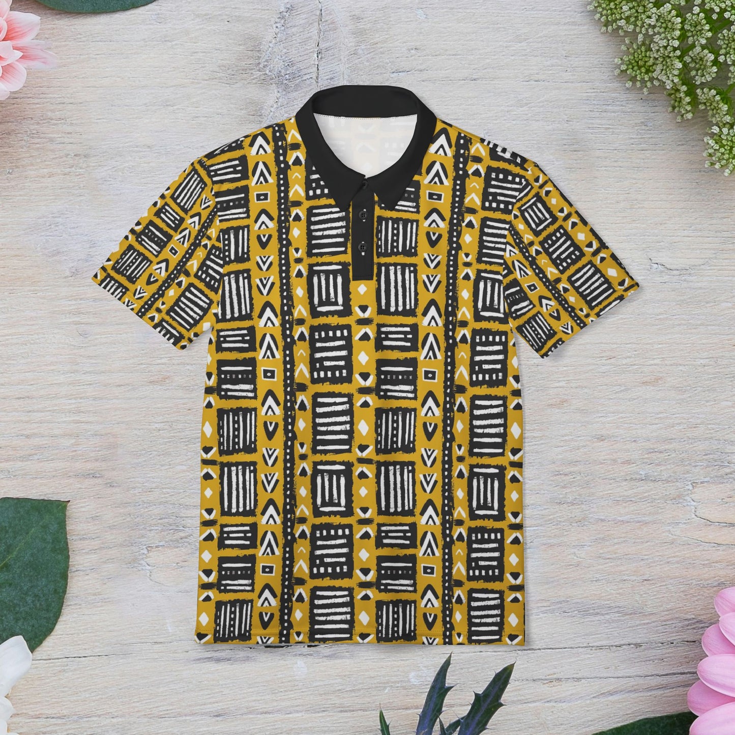 Tribal Vibes Unisex Polo Shirt - African Print, Casual Outing Shirt, Summer Fashion, Unique Gift, Bold Pattern Top, Gift for Her and Gift for Him.