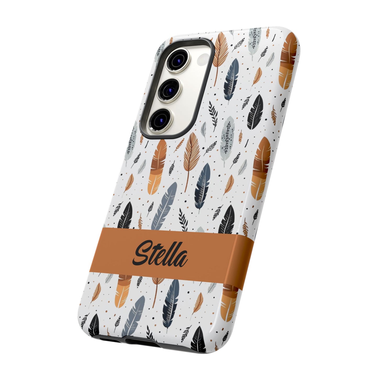 Personalized Whispering Feathers Samsung, Google Pixel and iPhone Case, Custom Name Case.