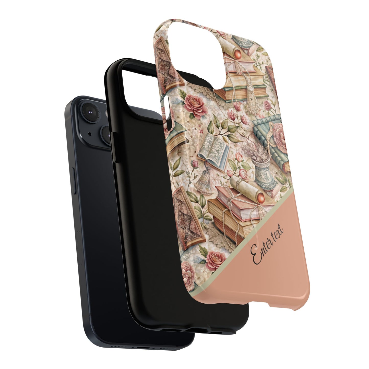 Persoonalized Vintage Book Lover's Tough Magnetic iPhone Case, Literary Gifts, Floral Design, Bookish Aesthetic, Unique Gift for Readers, Protective Case