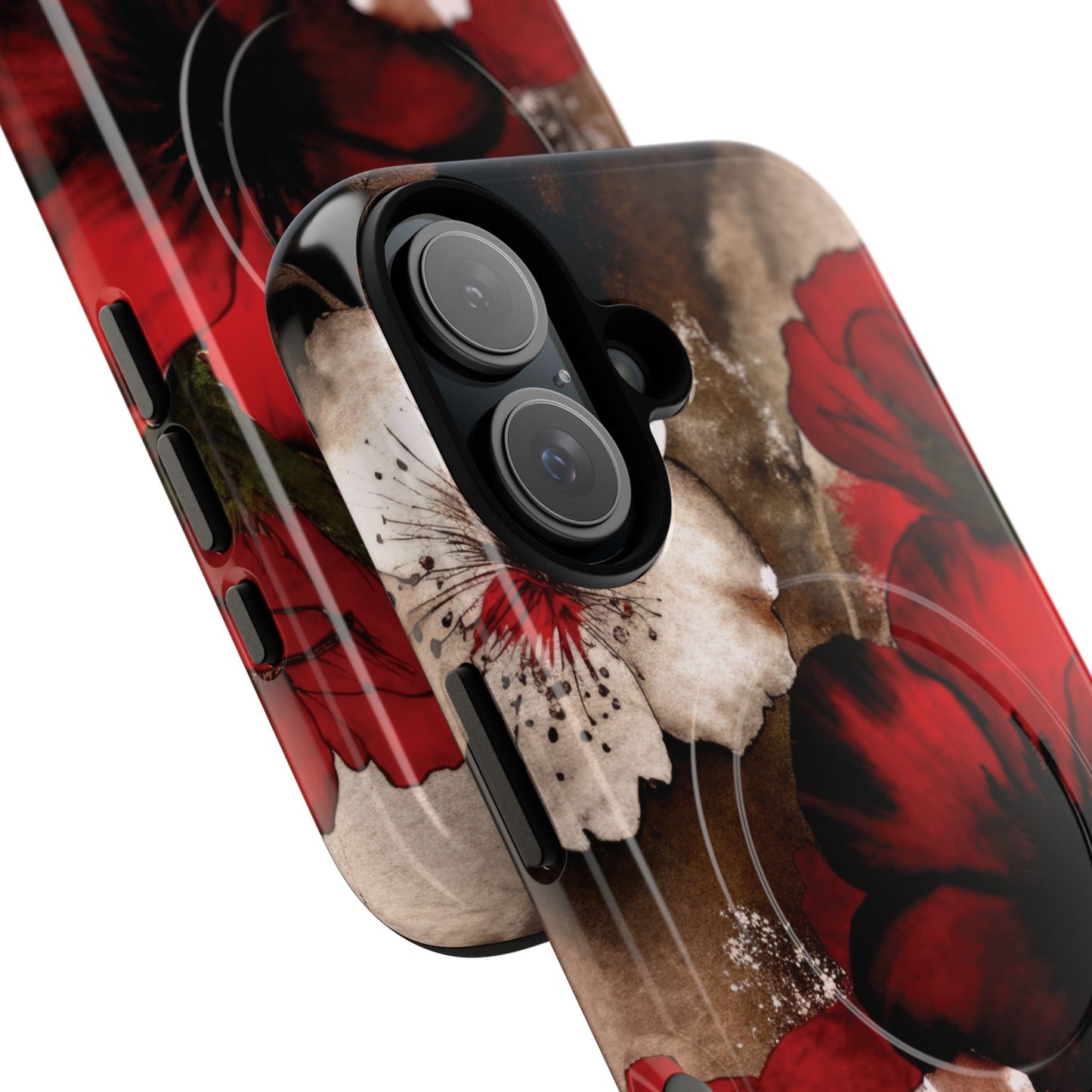Crimson Noir Tough iPhone Magnetic Cases, Tough iPhone Protector, Stylish Floral Design, Gift for Her, Floral Accessories