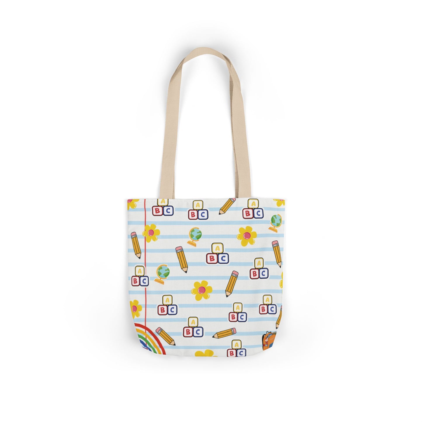 Personalized White Schoolyard Chic Composition Book Inspired Canvas Tote Bag with Colorful Straps, Cute School Bag, Eco-Friendly Tote, Back to School Shopping Bag, Teacher Gift Idea