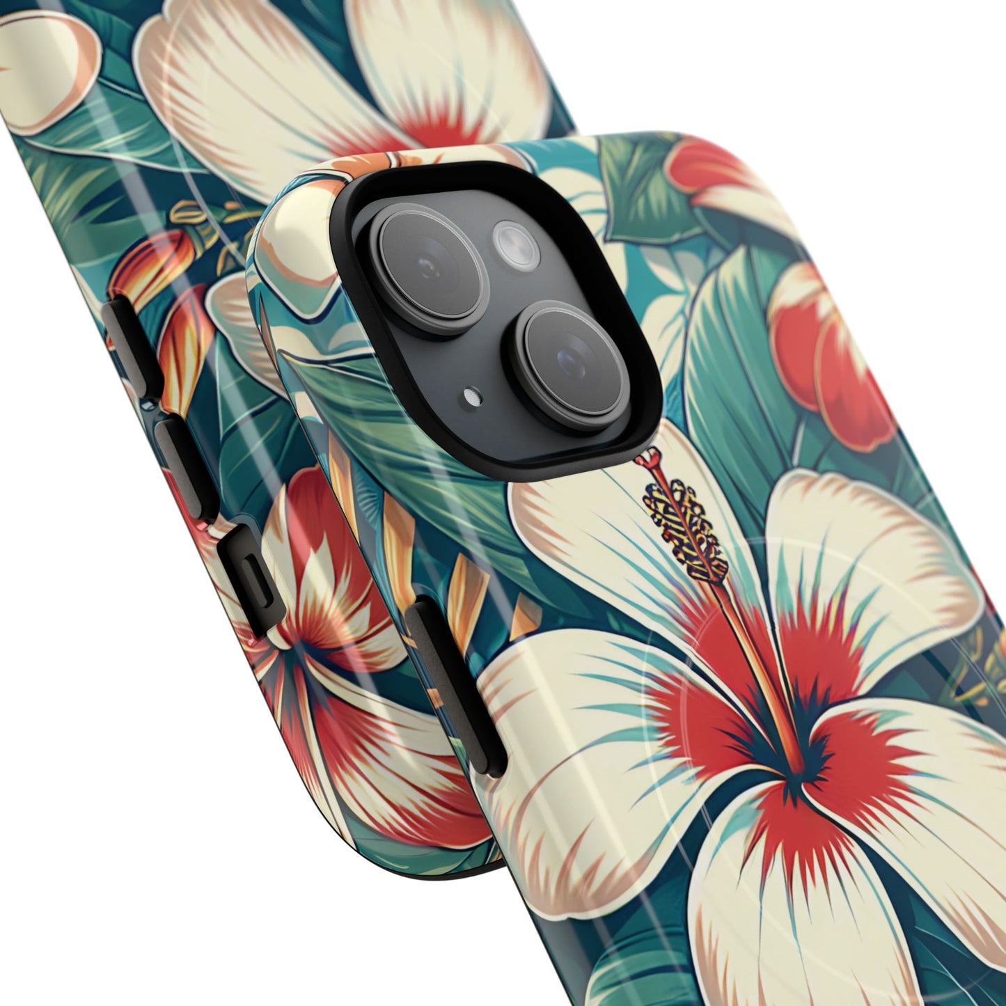 Tough Floral Phone Case, Tropical Hibiscus Design, Gift for Her, Summer Accessory, Customizable Phone Cover