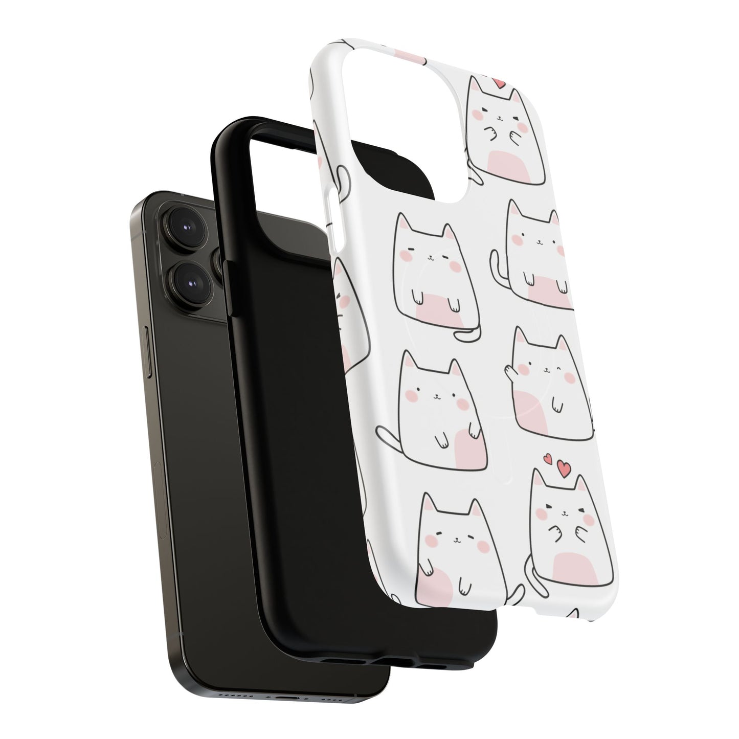 Cute Kawaii Cat Tough Magnetic iPhone Case, Cute Cat Lover Gift, Kawaii iPhone Cover, Tough iPhone Case, Unique Pet Themed Accessory,