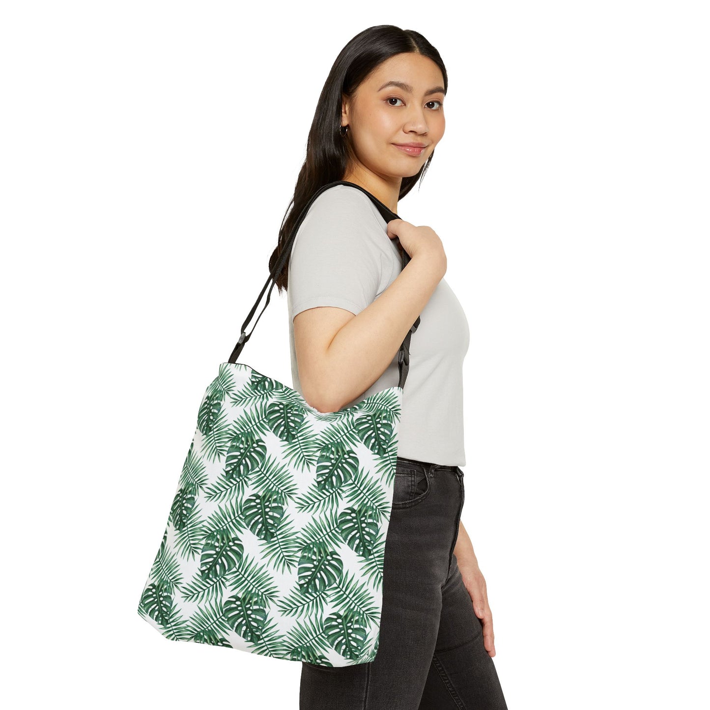 White Tropical Bliss Adjustable Tote Bag (AOP)