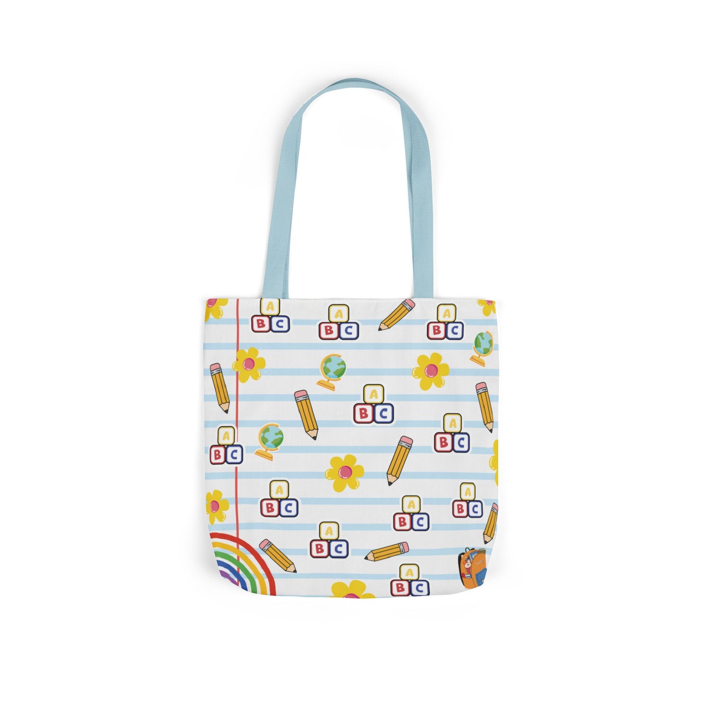 Personalized White Schoolyard Chic Composition Book Inspired Canvas Tote Bag with Colorful Straps, Cute School Bag, Eco-Friendly Tote, Back to School Shopping Bag, Teacher Gift Idea