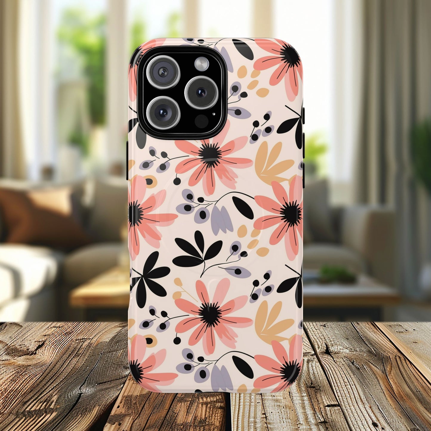 Stylish Soft Petal Noir iPhone Case, Floral iPhone Accessory for Her, Tough iPhone Magnetic Cases, Trendy iPhone Cover, Gift for Friends, Summer Vibes