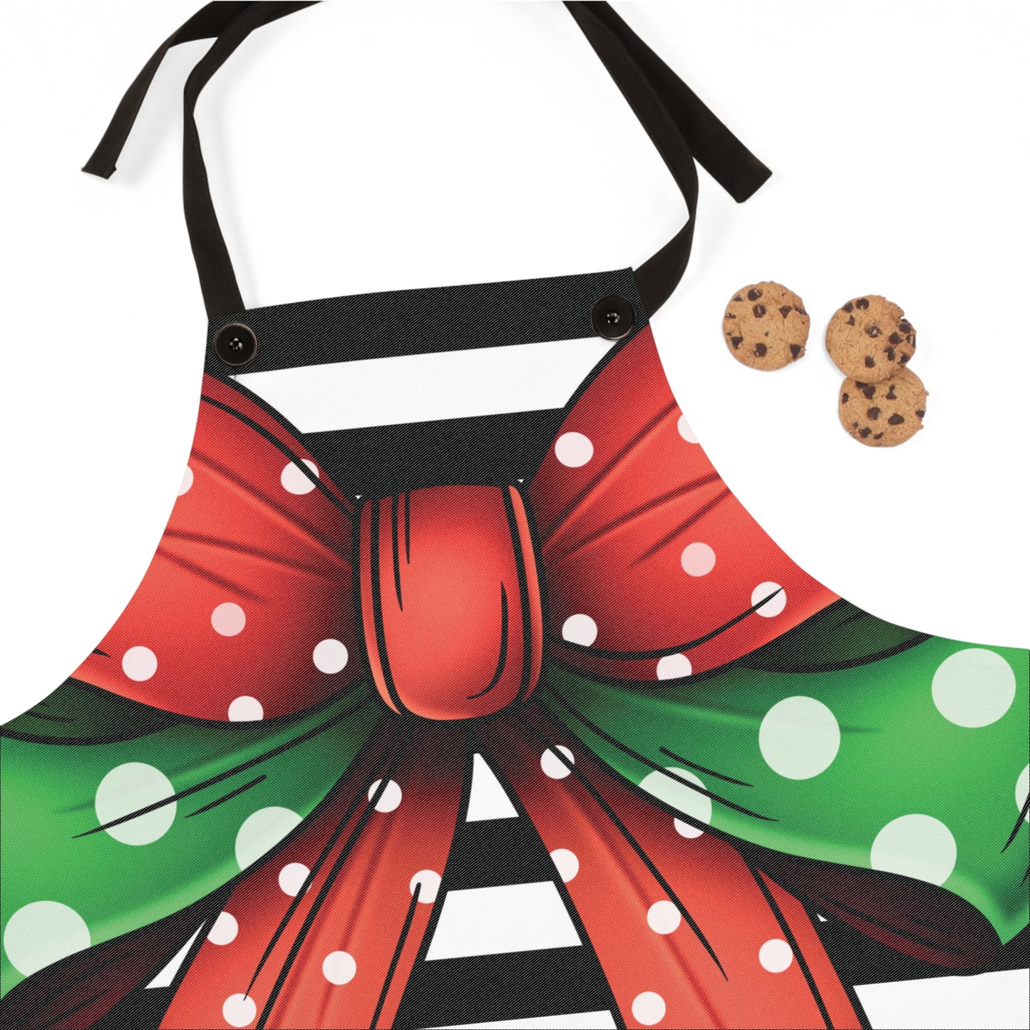 Striped Red Bow Apron with Detachable Straps - Lightweight Cooking Accessory