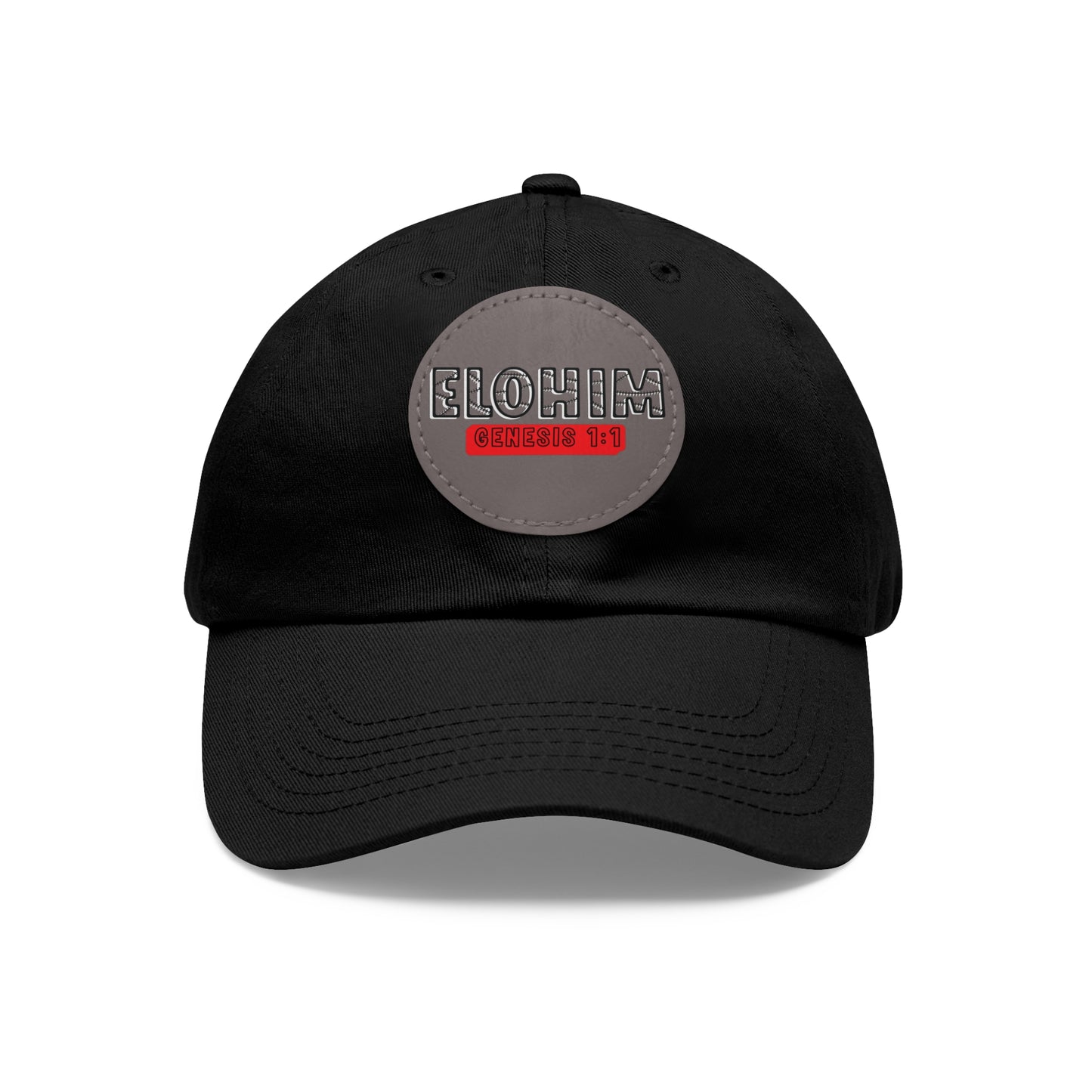 'ELOHIM, GENESIS 1:1- Stylish Dad Hat with Leather Patch | a Unisex Gift, Casual Wear, Summer Accessory, Unique Outdoor Cap, Adjustable Sun Hat, Christian Gift