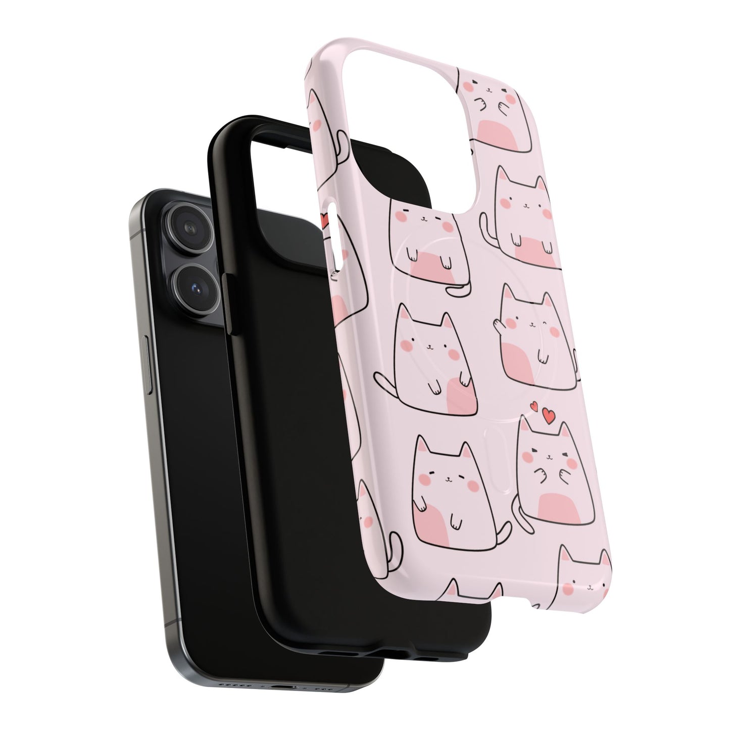 Cute Cat Magnetic iPhone Case, Tough iPhone Cover, Cat Lover Gift, Kawaii Style Case, Pet-Themed Gift