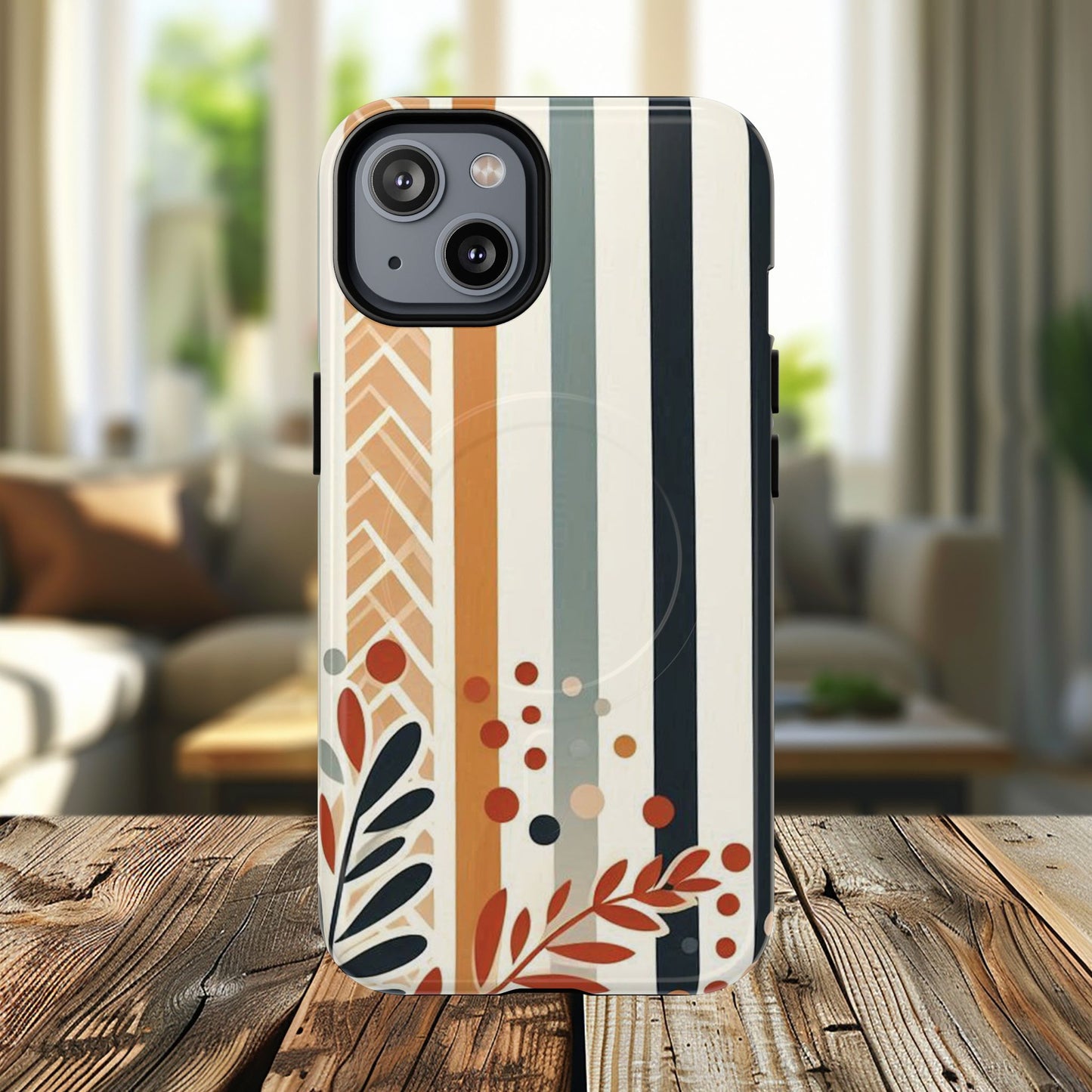 Terracotta Trails Tough Magnetic iPhone Cases for Everyday Use, Floral Patterned Stability Case, Gift for Her, Durable iPhone Accessory.
