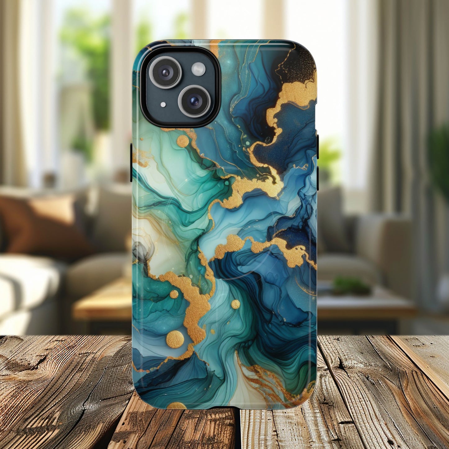 Ocean Quartz Luxe Marble Pattern Tough Magnetic iPhone Case, Phone Accessories, Luxury Gift, Durable iPhone Cover, Unique Design for iPhone Users.