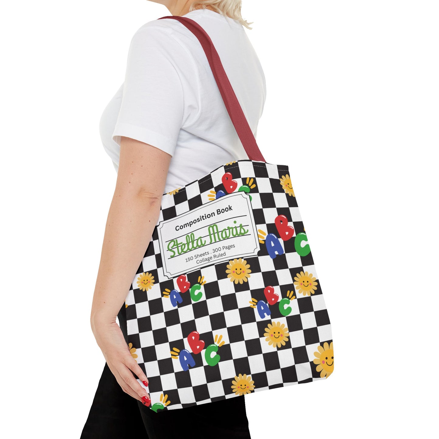 Personalized Schoolyard Chic Composition Book Inspired Tote Bag, Back to School Tote, Teacher Gift, Kids Bag, Custom Name Bag, Educational Accessories, Back to School Tote Bag.