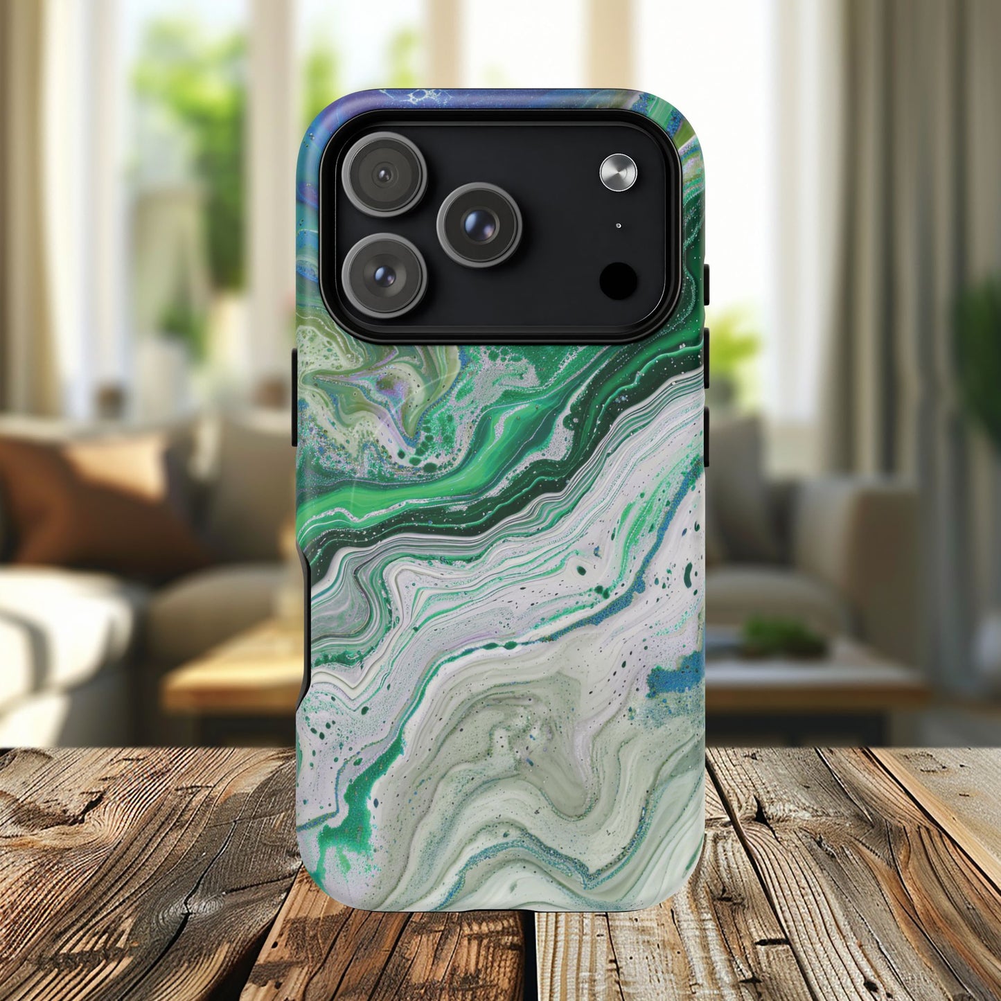 Marbled Tough iPhone Case, Magnetic Protector, Stylish Tech Accessory, Durable iPhone Cover, Unique Gift Idea