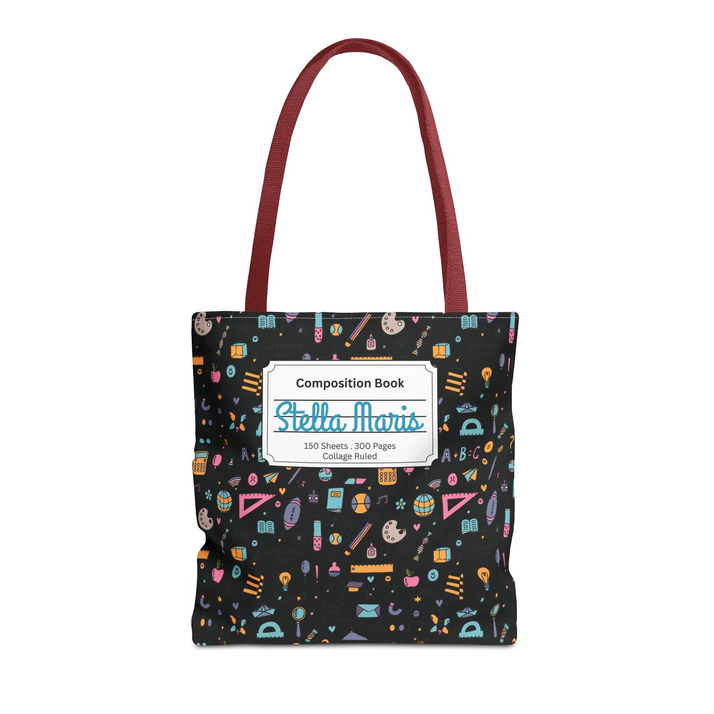 Personalized Chalkboard Chic Composition Book Inspired Tote Bag, Back to School Tote, Teacher Gift, Kids Bag, Custom Name Bag, Educational Accessories, Back to School Tote Bag.