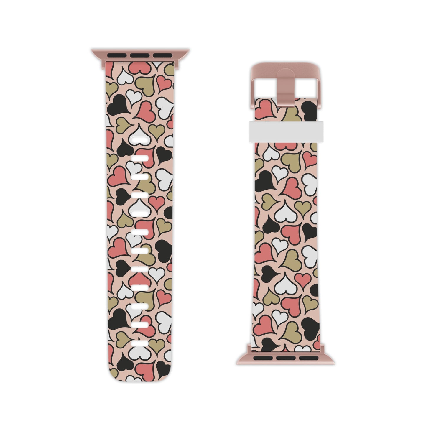 Love Heart Pattern Apple Watch Band, Style Accessory, Gift for Her, Valentines, Casual Wear, Holiday Fashion