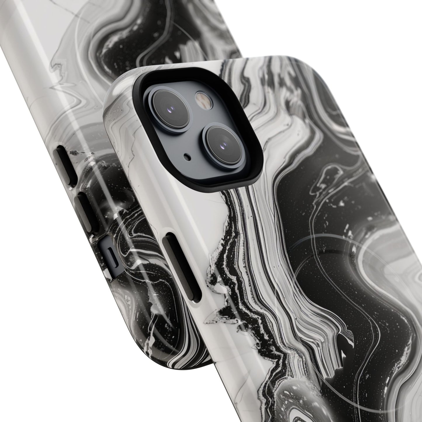 Black Marble Magnetic iPhone Case for Tough Protection, Stylish iPhone Mobile Accessory, Fashionable Gift, Unique Marble iPhone Design, Durable Smartphone Cover