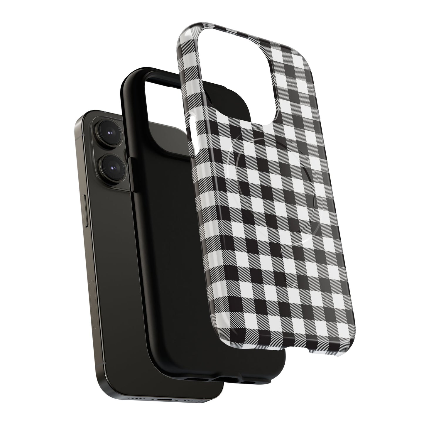 Black and White Gingham Phone Case, Tough Magnetic Cases, Stylish Phone Cover, Gift for Her, Trendy Phone Accessory, Checkered Print