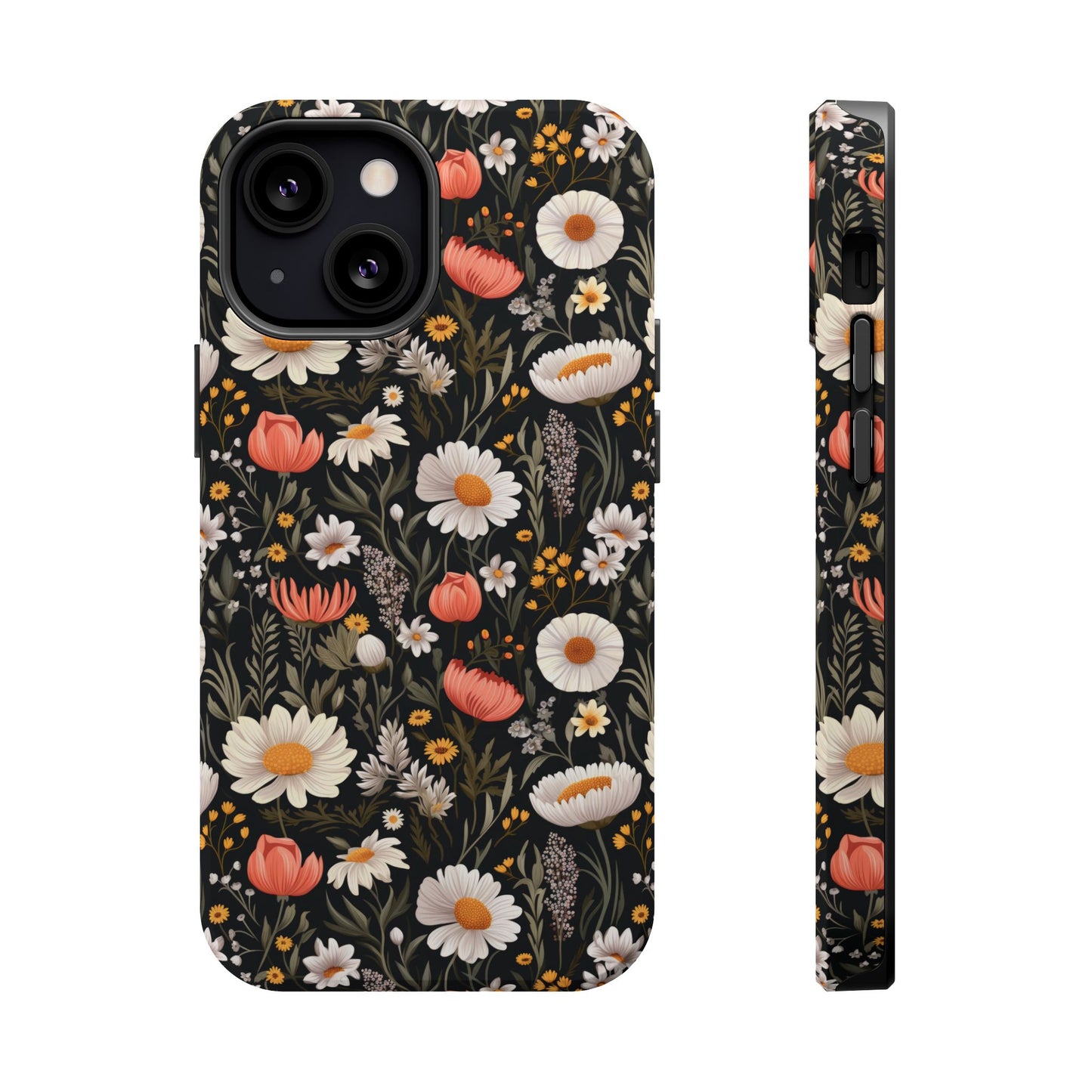 Blossom Elegance: Noir Garden Magnetic Tough iPhone Cases