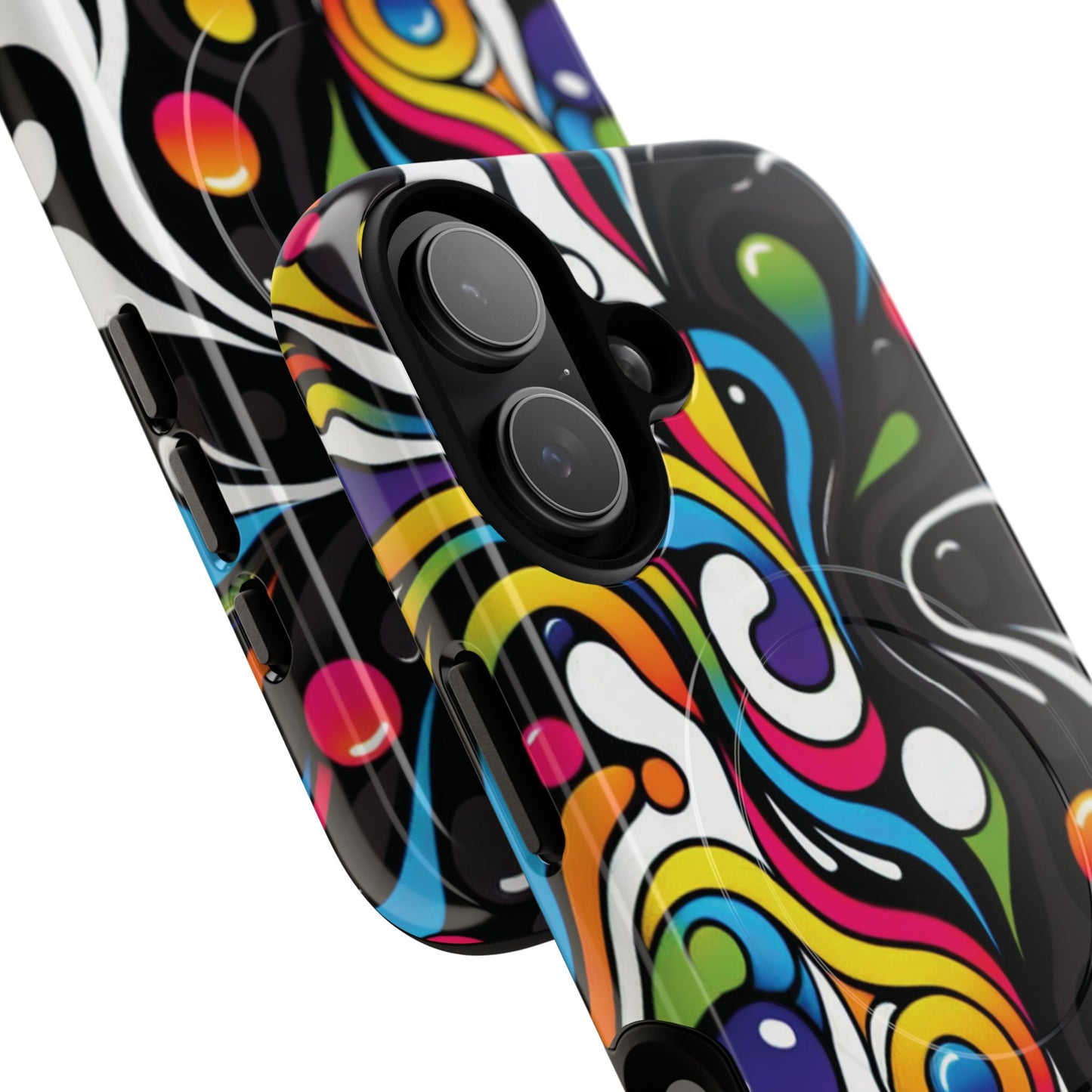 Vibrant Yin Yang Pop Splash Tough Magnetic iPhone Cases, Bold Artwork, Customizable Protection, Gift for Tech Lovers, Colorful iPhone Accessories