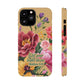 Floral Bible Verse Phone Case with Card Holder — "Let Your Light Shine" (Matthew 5:16)