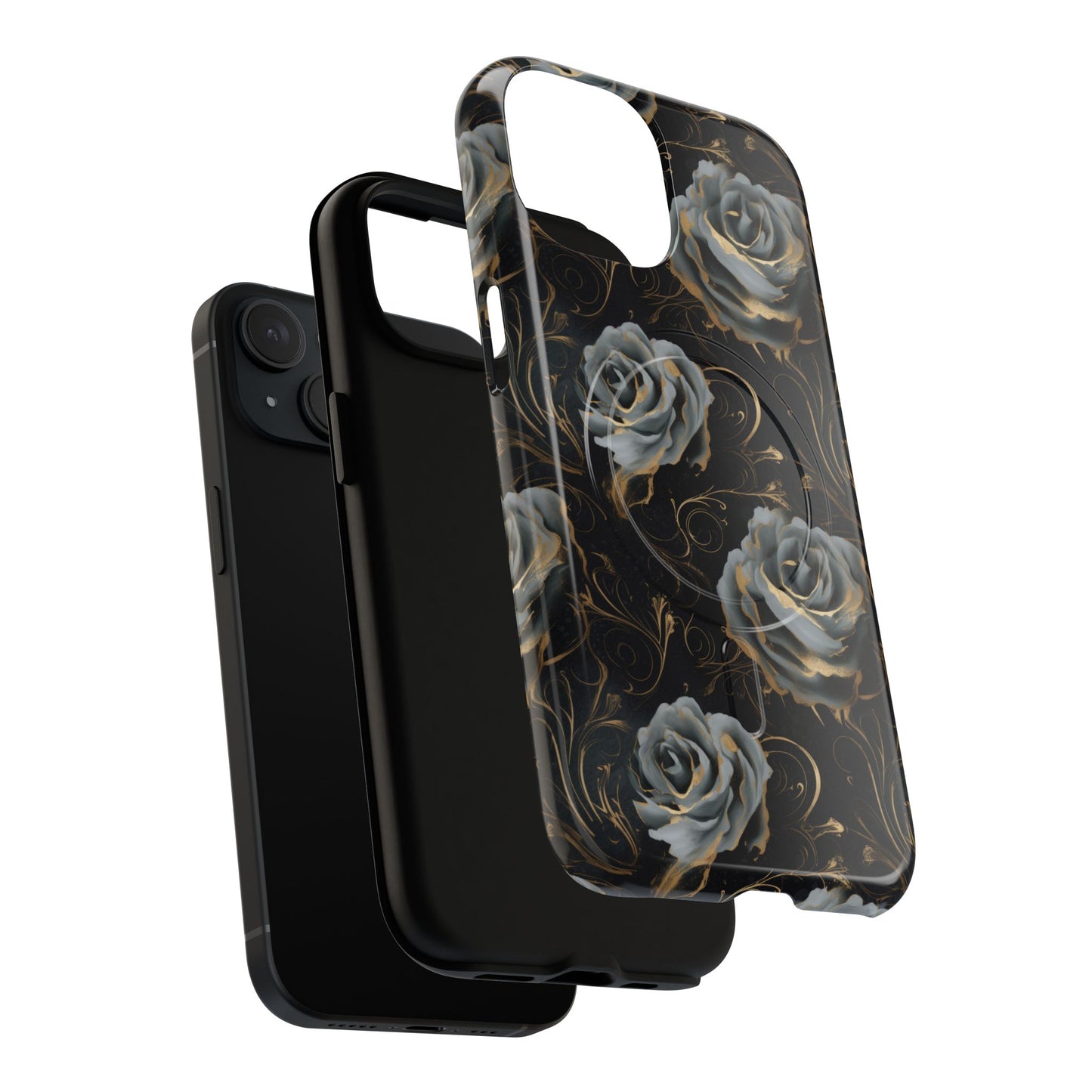 Midnight Bloom Tough iPhone Magnetic Cases,  iPhone 14, iPhone 15, iPhone 16, Pro, Pro Max, Plus MagSafe Case, Protective Tech Accessories, Gift for Her, Floral Design