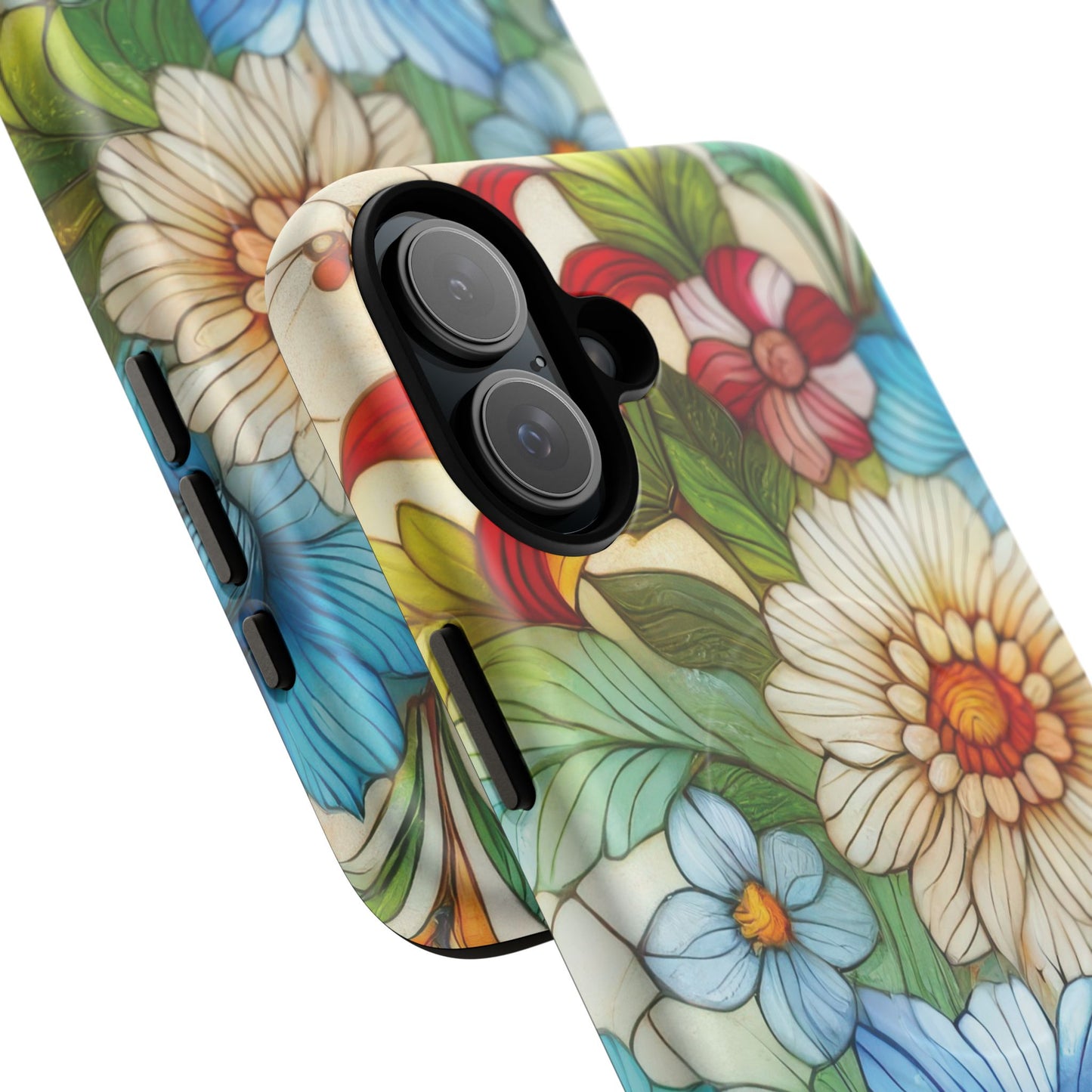 Botanical Radiance Tough iPhone Magnetic Case, Customizable Durable iPhone Cover | Ideal Gift for Nature Lovers, Floral Stained Glass Gift