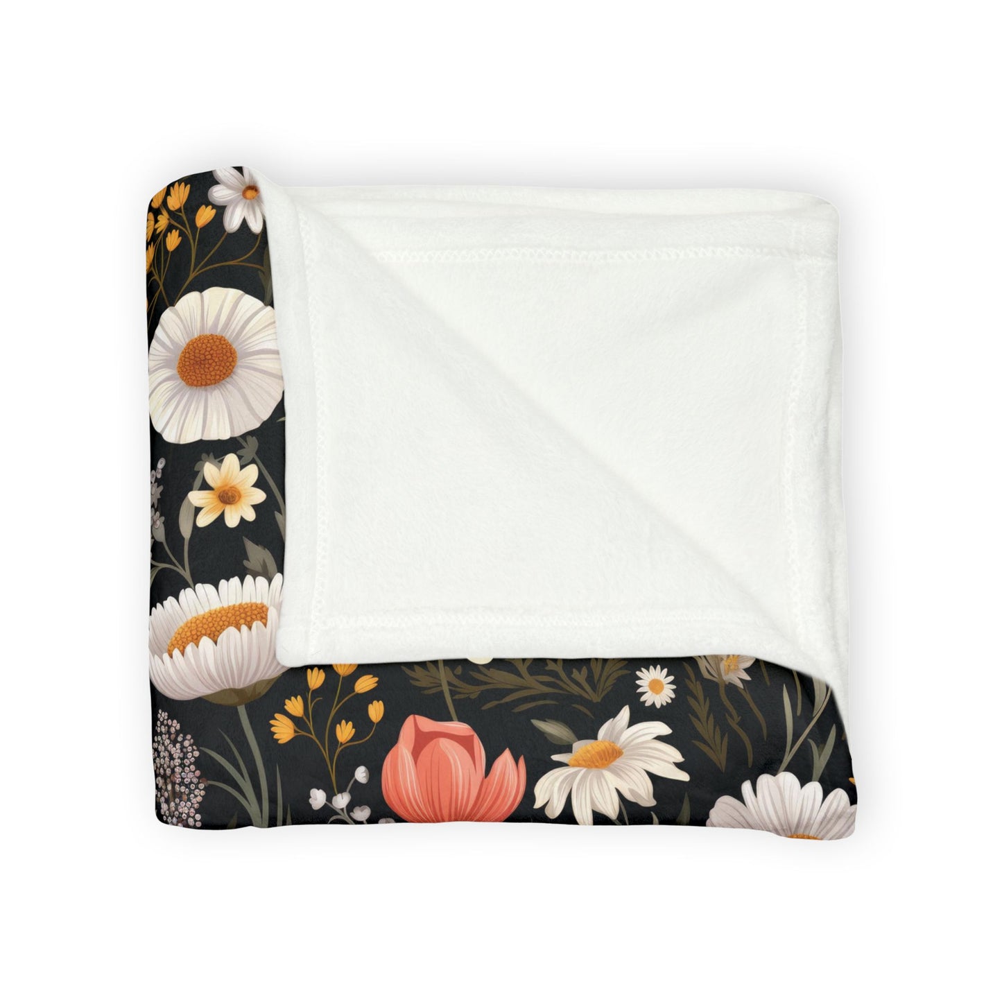 Blossom Elegance: Noir Garden Soft Minky Blanket''