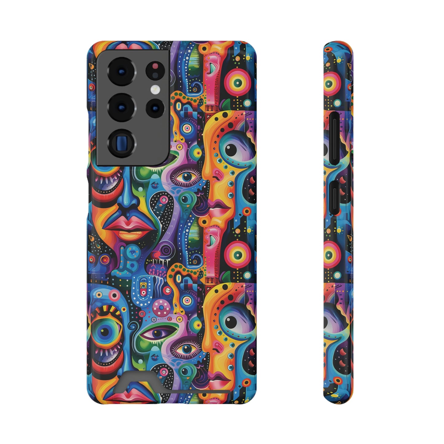 Psychedelic Visions Phone Case with Card Holder - Colorful and Stylish Design for Creatives
