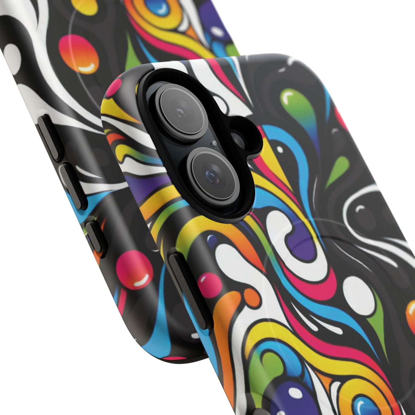 Vibrant Yin Yang Pop Splash Tough Magnetic iPhone Cases, Bold Artwork, Customizable Protection, Gift for Tech Lovers, Colorful iPhone Accessories