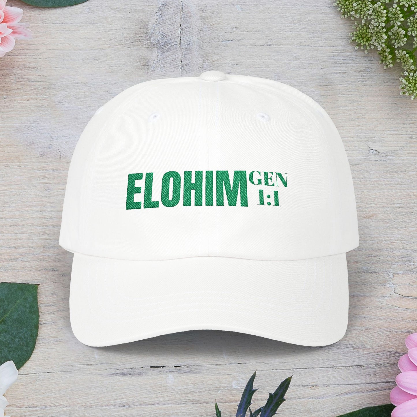 Classic Embroidery Dad Cap with 'ELOHIM, GENESIS 1:1' - Faith-Based Hat, Casual Wear, Gift for Dad, Christian Accessory, Summer Fashion