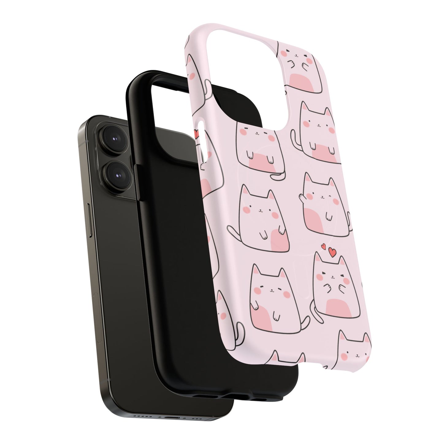 Cute Cat Magnetic iPhone Case, Tough iPhone Cover, Cat Lover Gift, Kawaii Style Case, Pet-Themed Gift