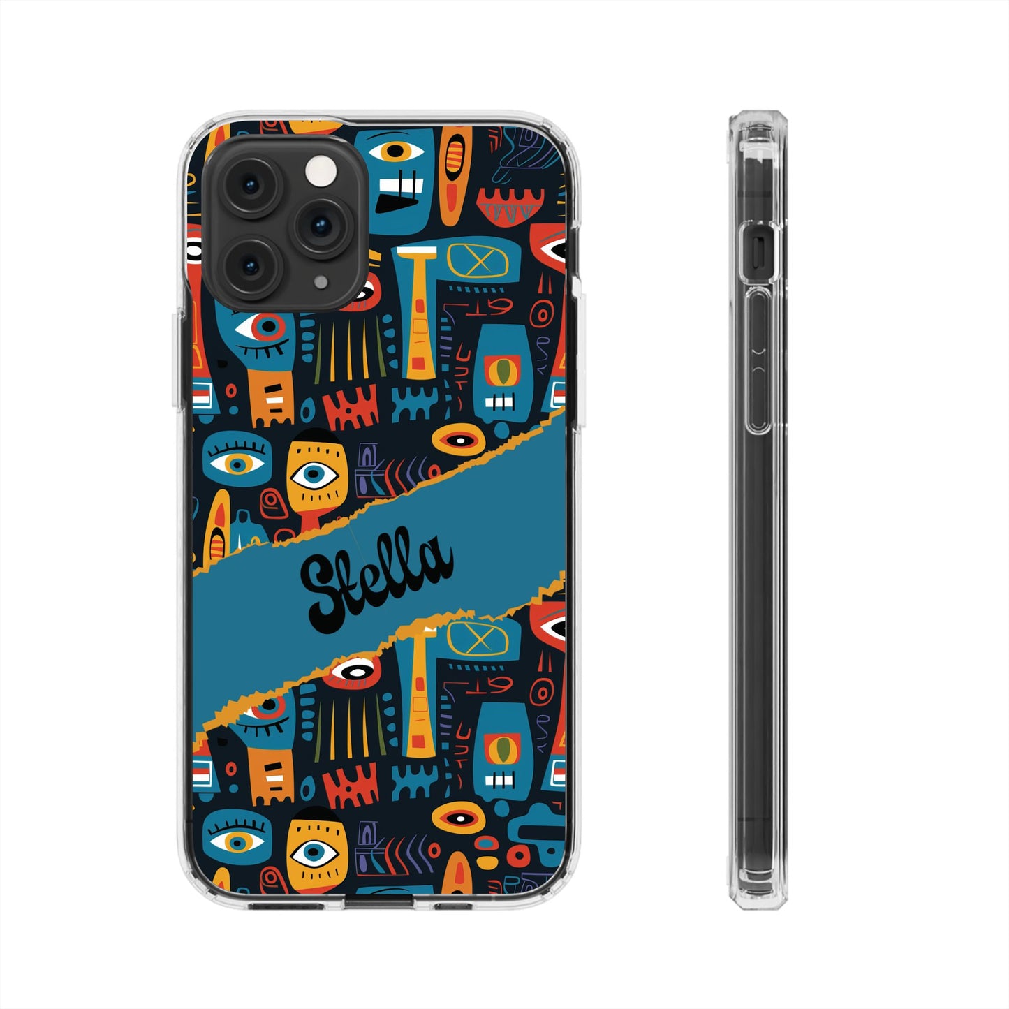 Phone Case — Colorful Abstract Faces Clear Impact-Resistant Case