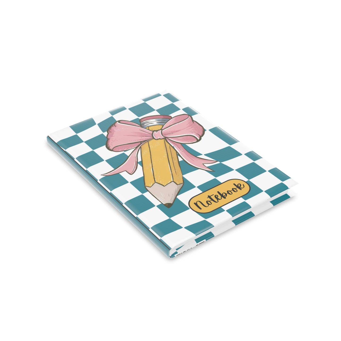 Teal Checkered Charm Hardcover Notebook with Puffy Covers (PY)