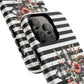 Grace in Bloom Tough Magnetic iPhone Case with Floral Cross Design, Boho iPhone Cover, Striped iPhone Case, Unique Religious Gift, Trendy Cell iPhone Accessory.