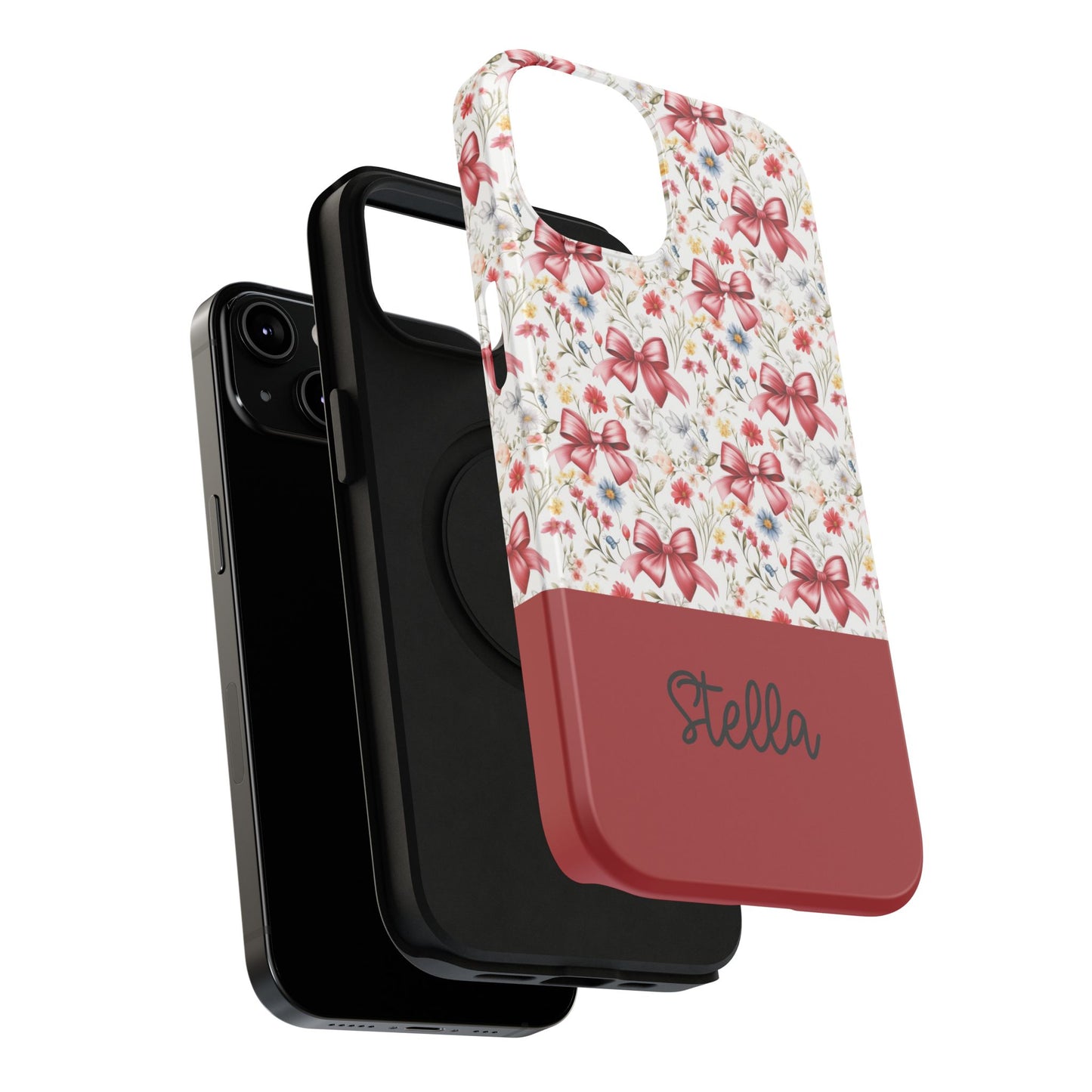 Personalized Rosette Coquette Floral Bow iPhone and Samsung Impact-Resistant Case — Custom Name Case