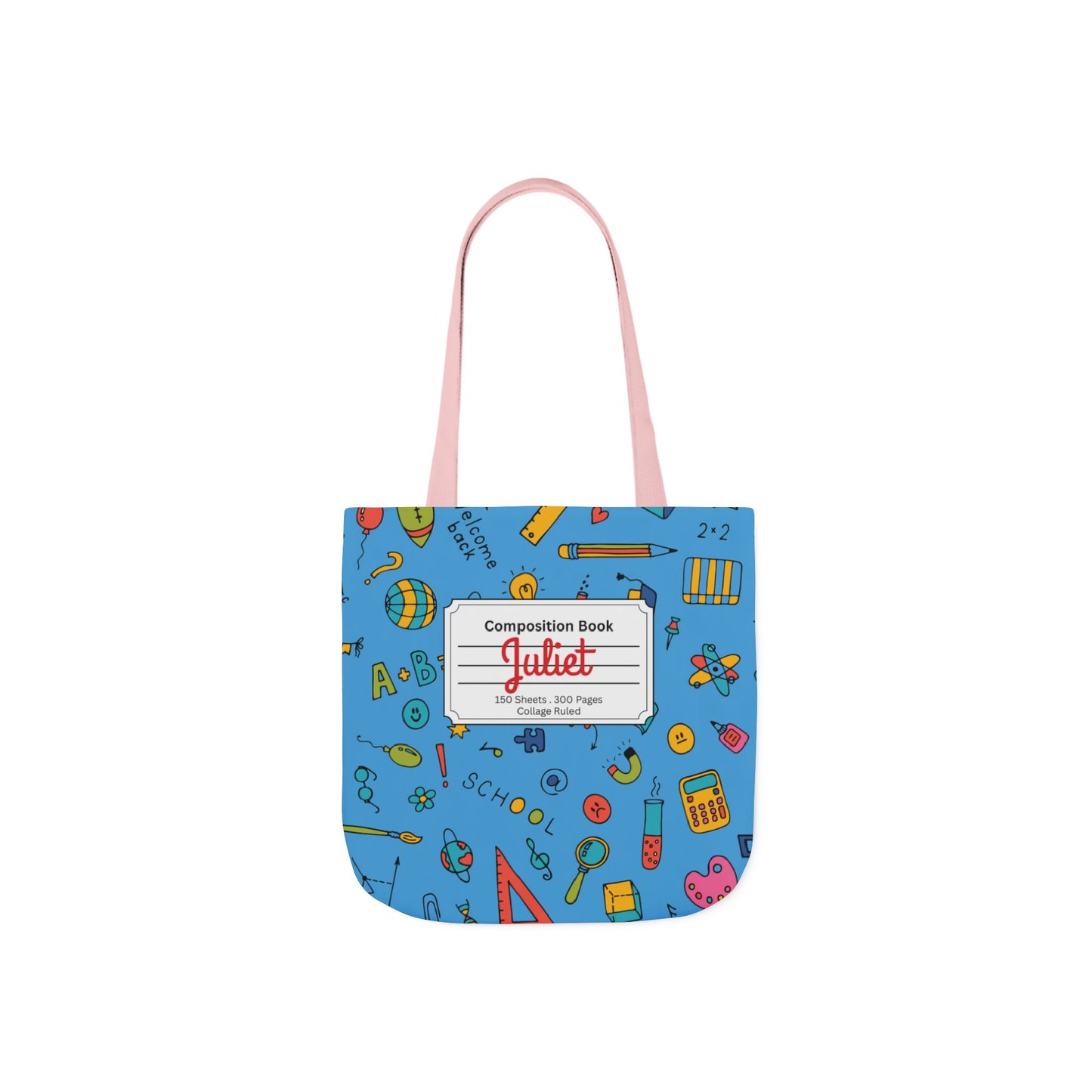 Personalized Classroom Couture Composition Book Inspired Canvas Tote Bag with Colorful Straps, Cute School Bag, Eco-Friendly Tote, Back to School Shopping Bag, Teacher Gift Idea
